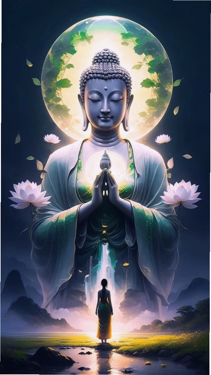 Thành tâm hướng Phật trong không gian hoa sen
