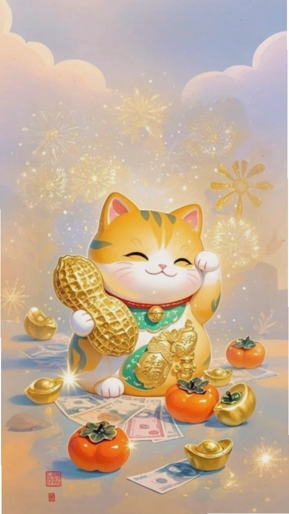 Túi tiền vàng rực rỡ tượng trưng cho tài lộc dồi dào