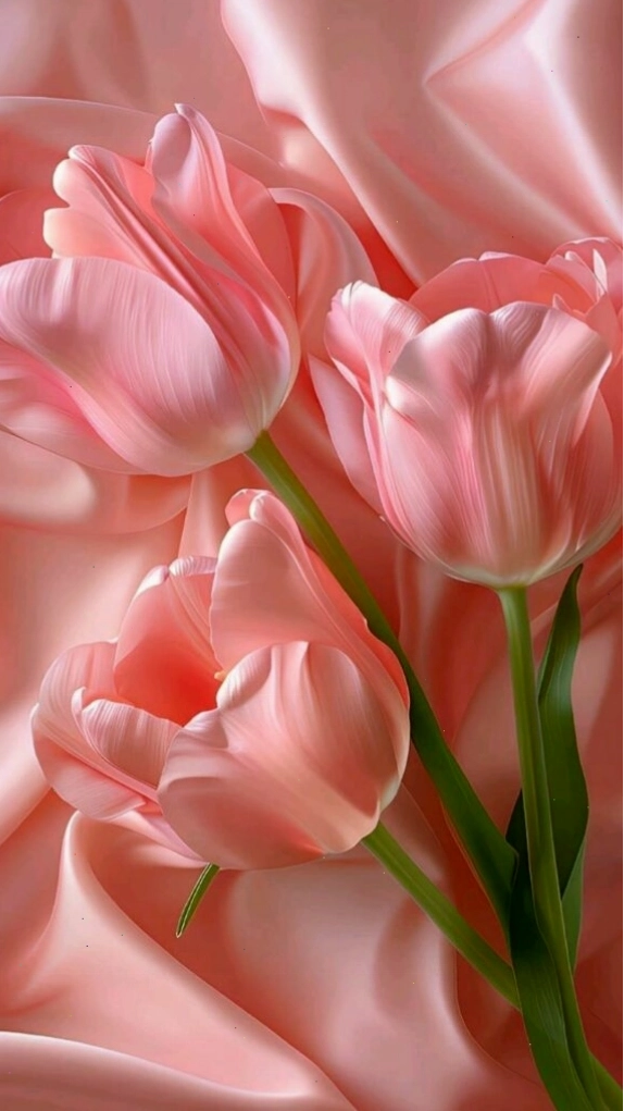 Tulip hồng lụa mềm mại cho hình nền hoa nhí thêm phần dịu dàng