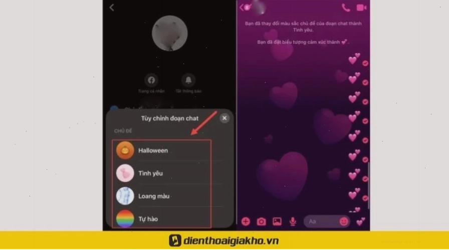 Ví dụ về cách chọn ảnh nền Messenger phù hợp