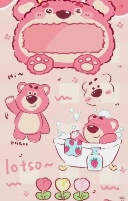 Wallpaper gấu dâu cười siêu xinh cho điện thoại