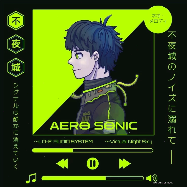 Thiết kế giao diện trình phát nhạc phong cách lofi cyberpunk
