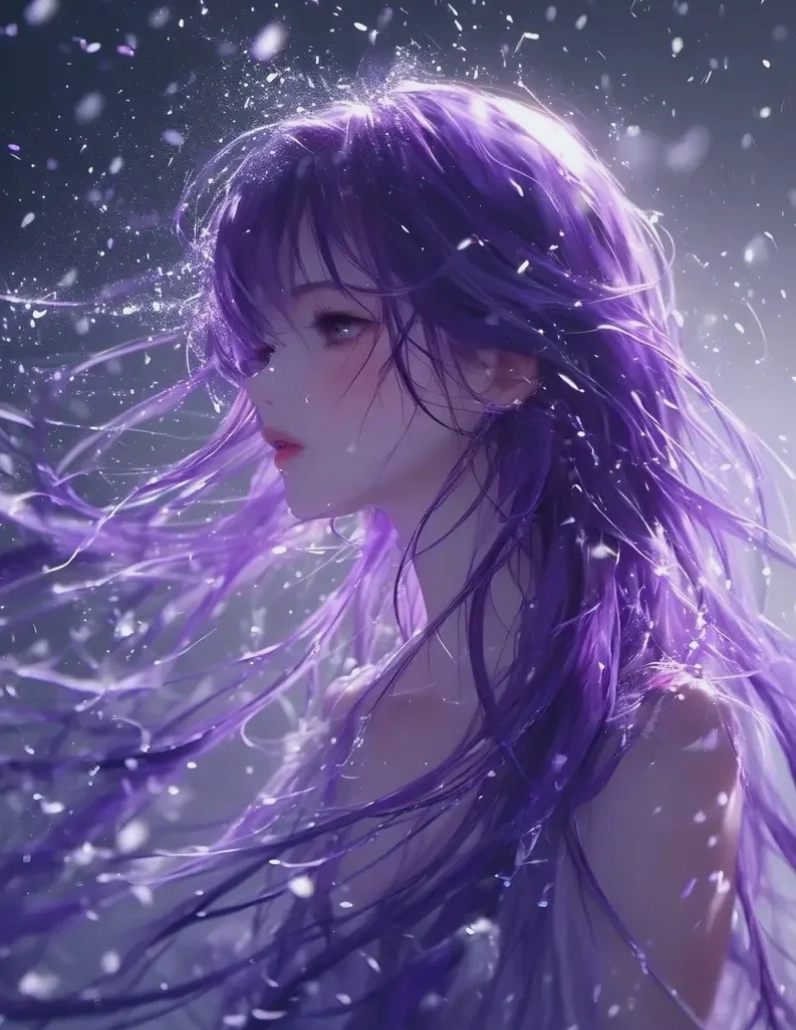 ảnh avatar anime girl mắt tím huyền ảo chất lượng 4K