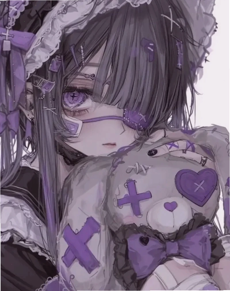ảnh avatar anime girl mắt tím huyền ảo đầy sức hút