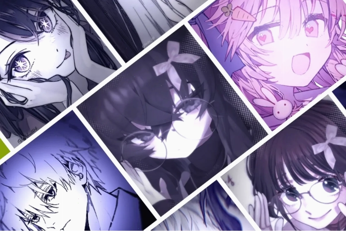ảnh avatar anime girl mắt tím huyền ảo nghệ thuật cao