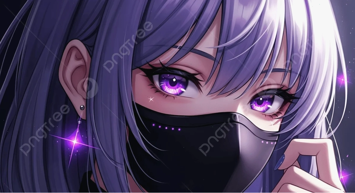 ảnh avatar anime girl mắt tím huyền ảo phong cách nhẹ nhàng