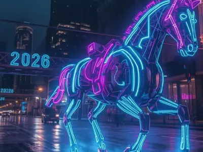 88+ Ảnh ngựa Tết 2026 phong cách neon rực rỡ sắc màu